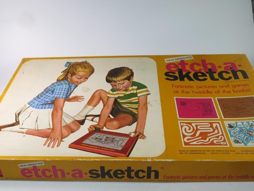 Vintage etch sketch box - vintage, etch-a-sketch